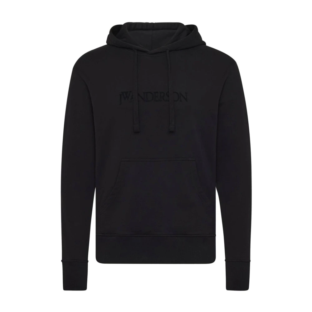 JW Anderson Zwarte hoodie met voorzak Black Heren