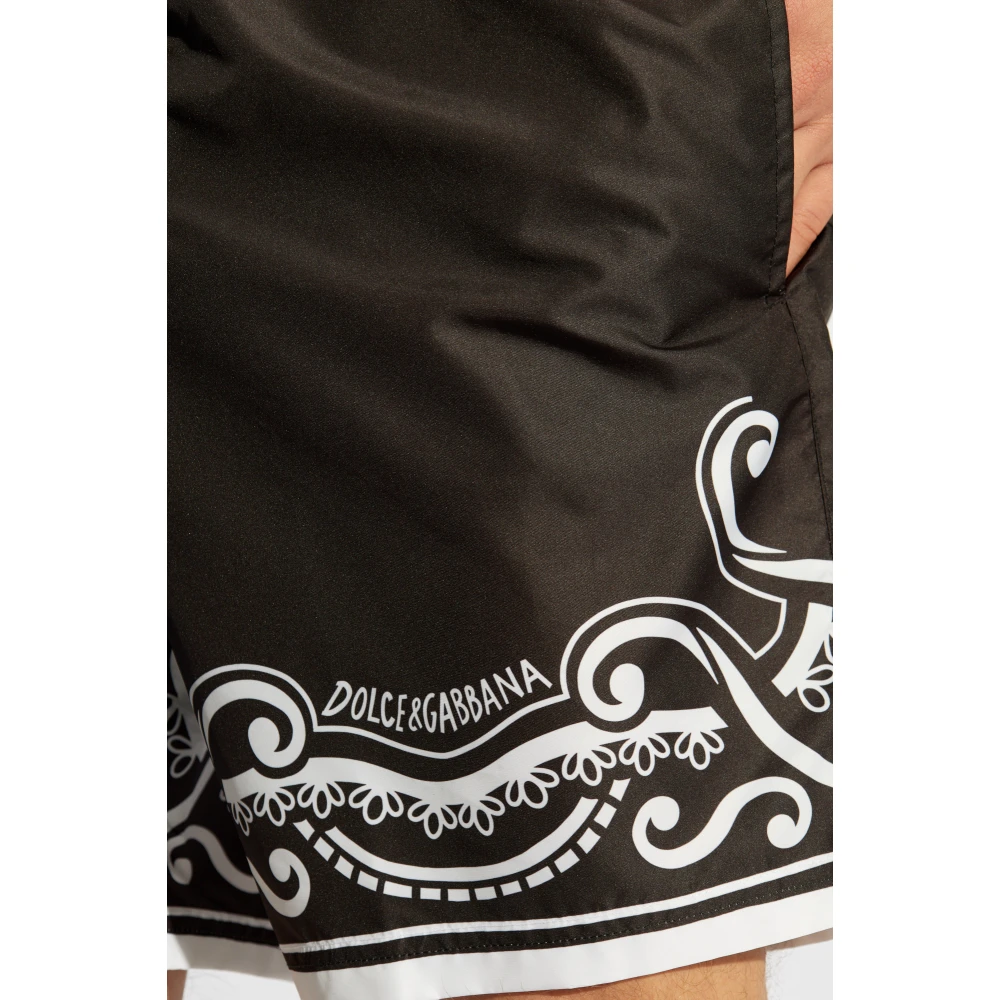 Dolce & Gabbana Gedrukte zwemshorts Black Heren