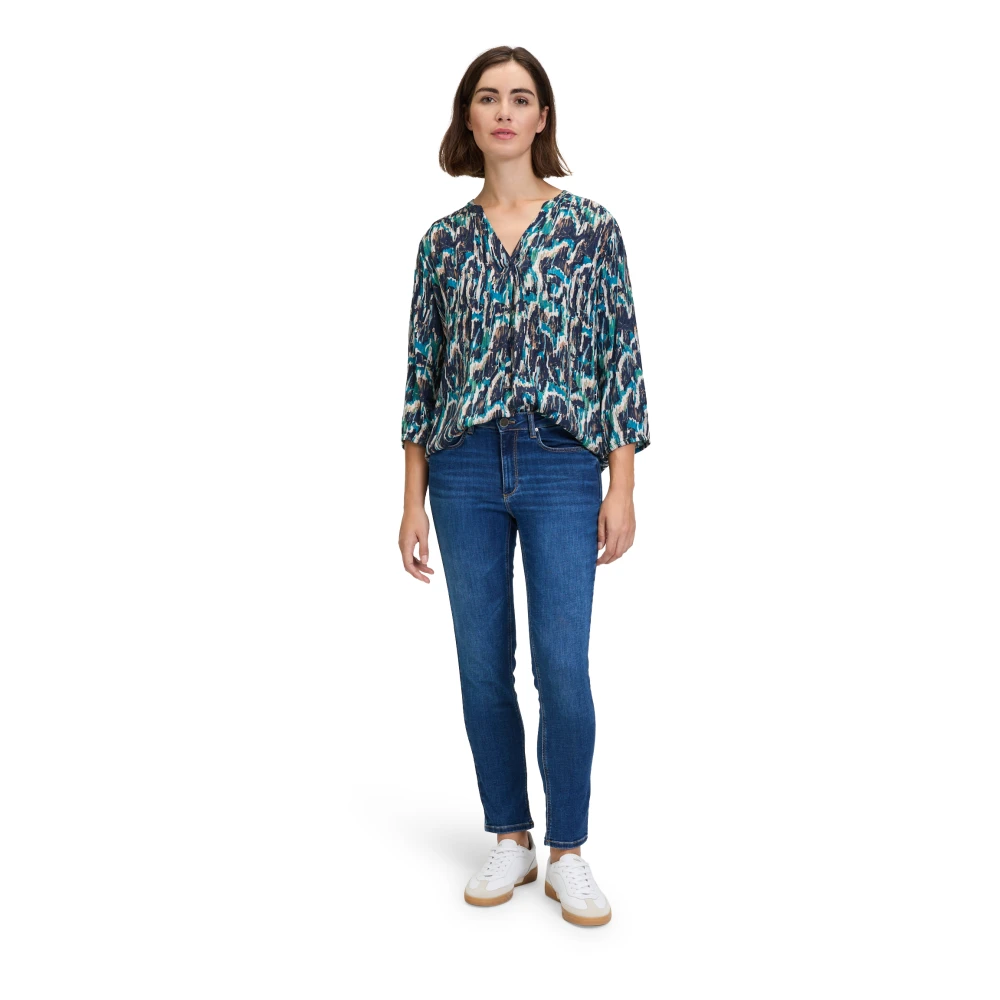 Betty & Co Grafische Print Blouse Blue Dames