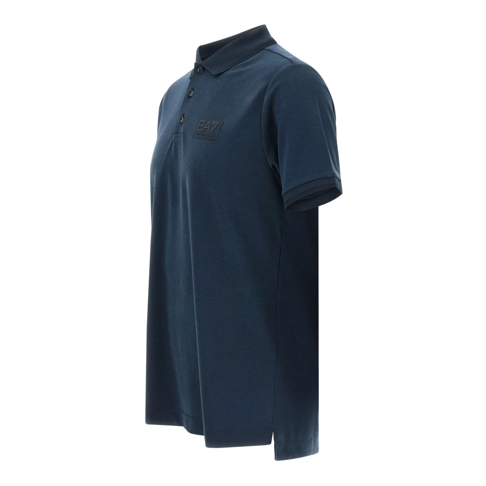 Emporio Armani EA7 Zachte Lyocell Heren Polo Shirt Blauw Blue Heren