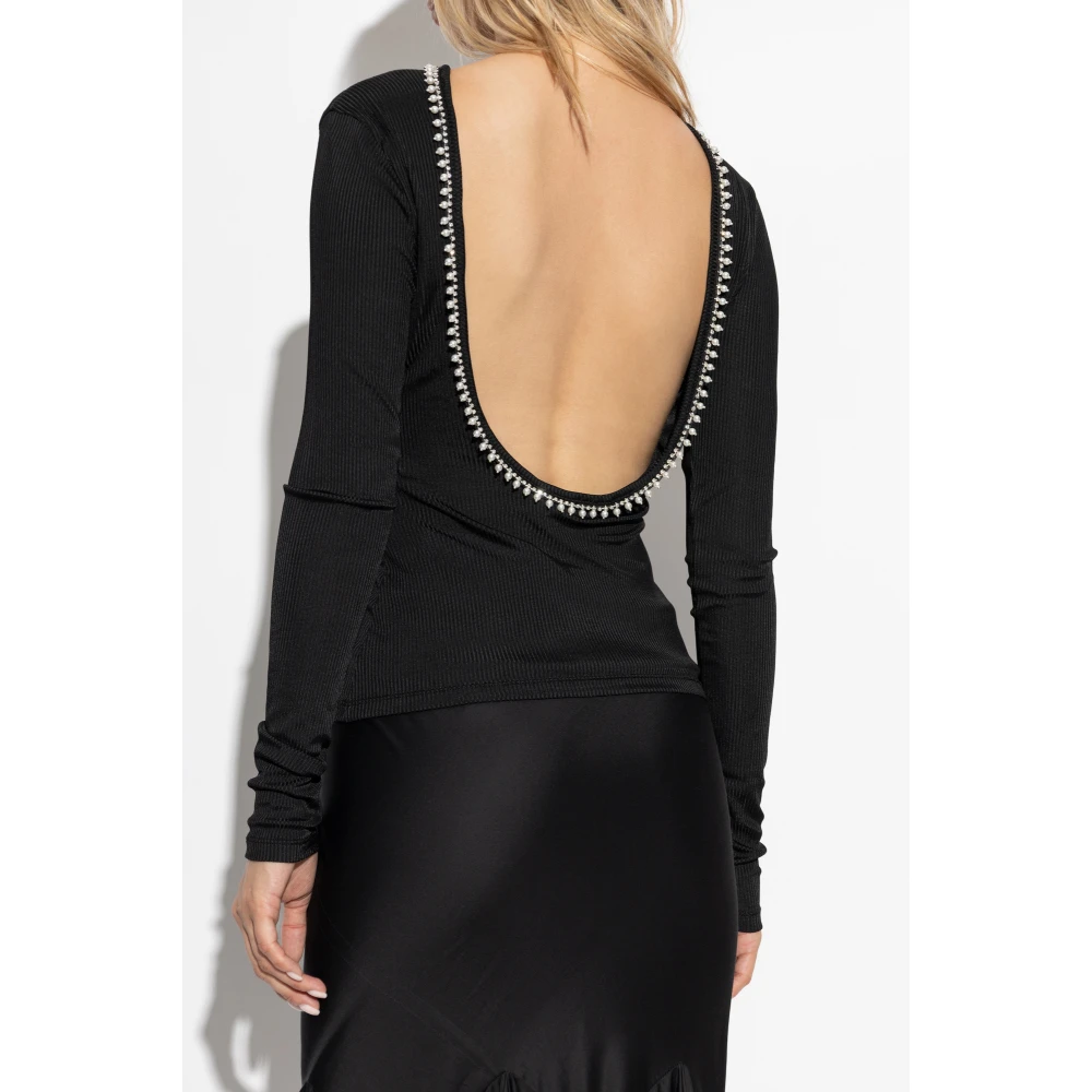 Off White Top met logo Black Dames