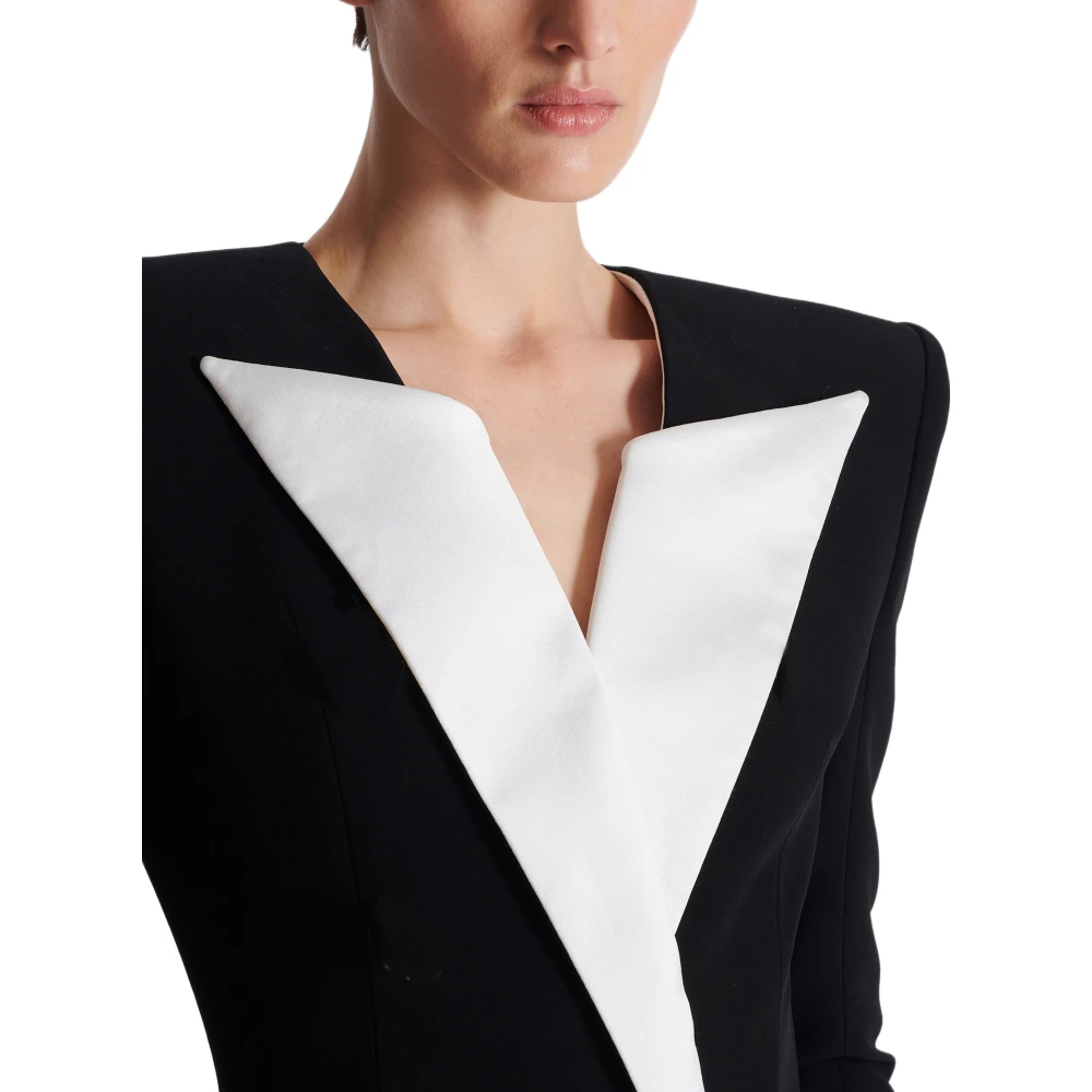 Balmain Korte tweekleurige crêpe jurk Black Dames