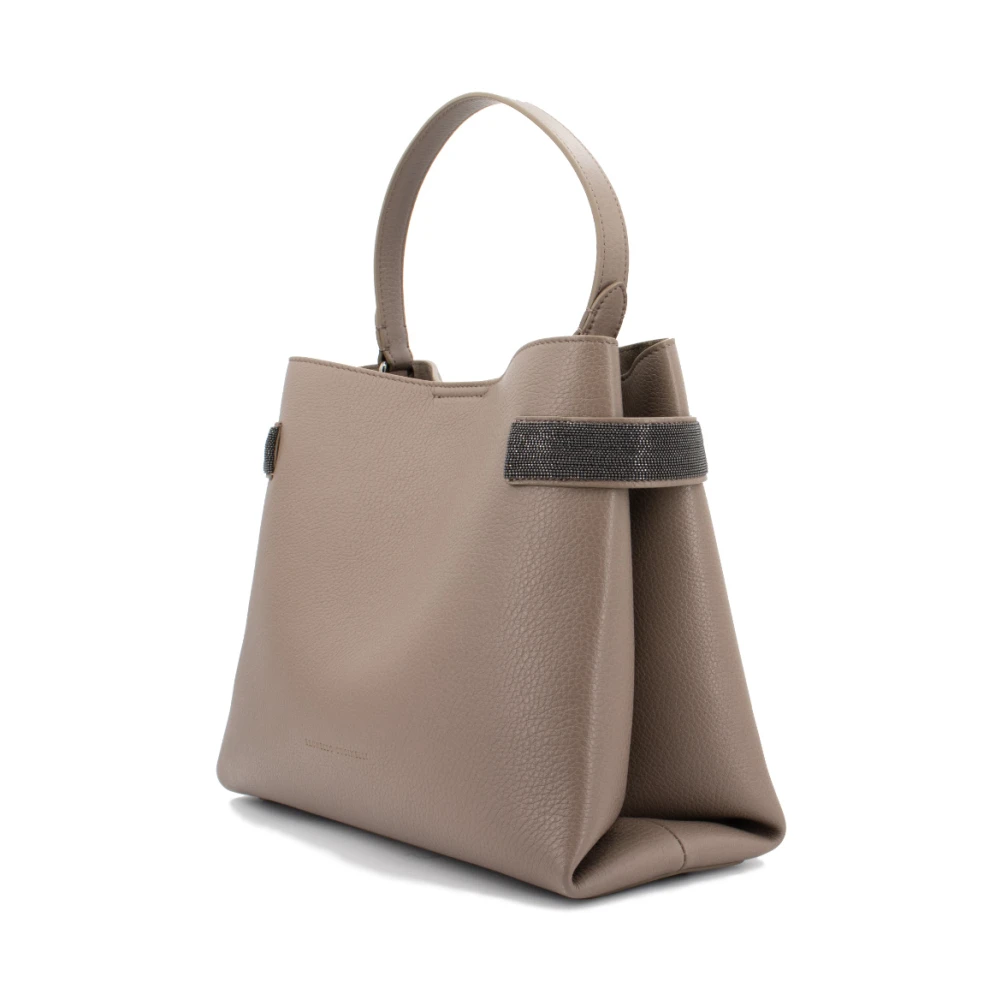 BRUNELLO CUCINELLI Kalfsleren Tas met Juweel Inzetstukken Gray Dames