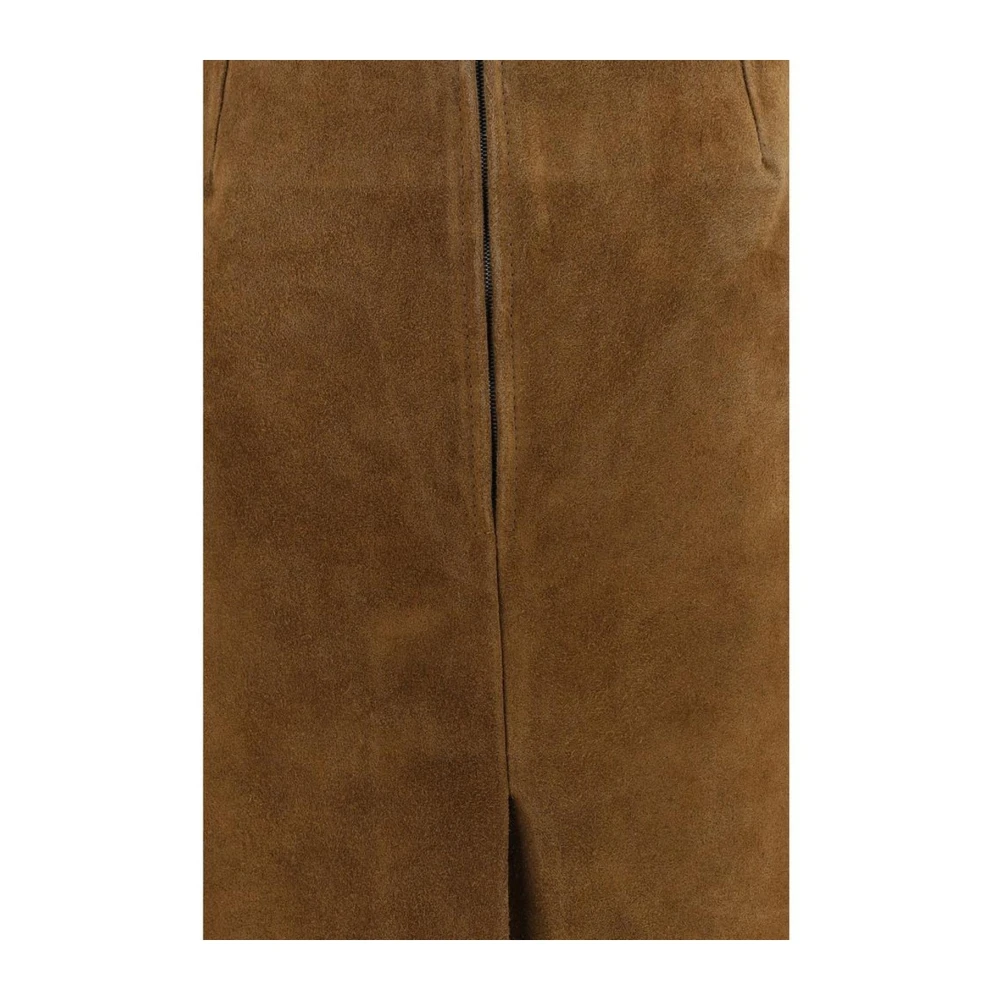 Marni Hoge taille suède midi rok met split Brown Dames