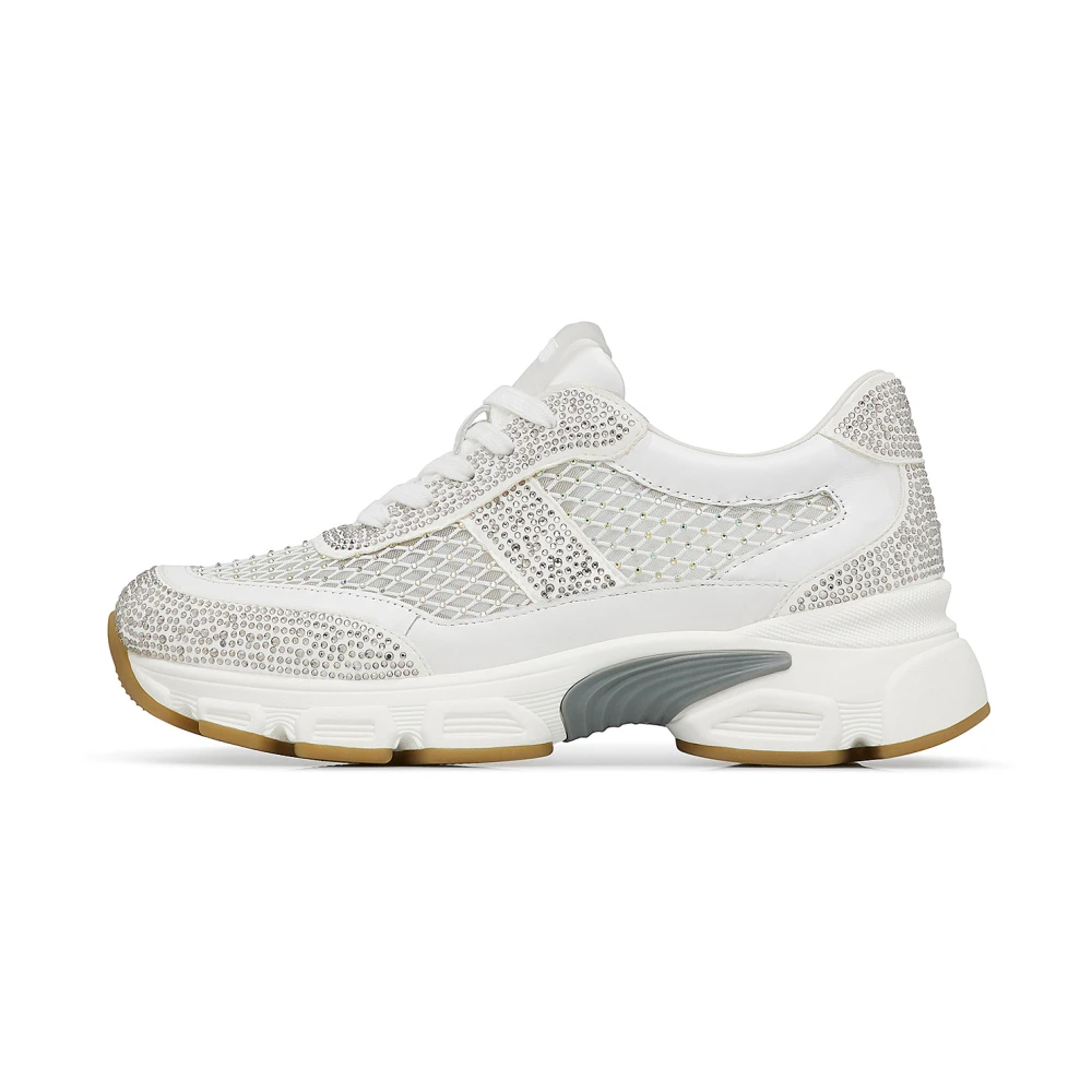 Loriblu Sneaker in vitello met ton-sur-ton kristallen Dames Schoenen Wit