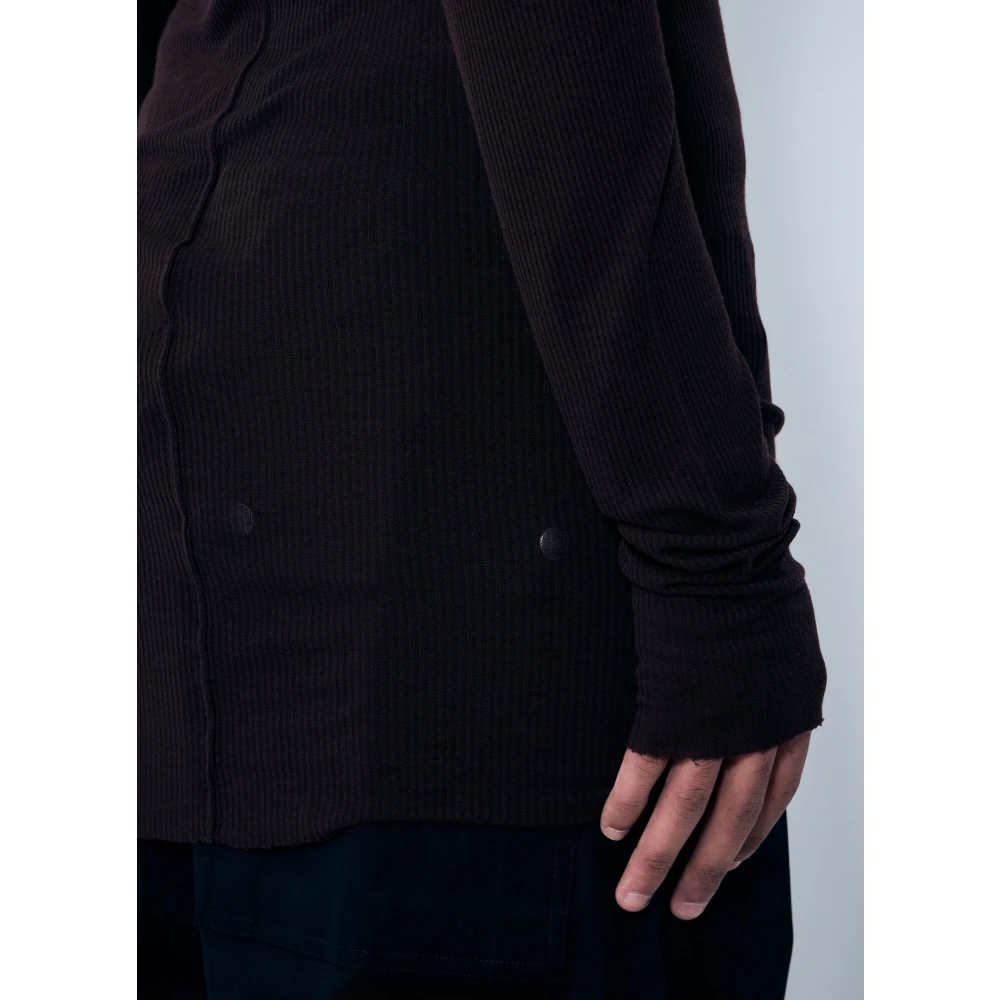 Rick Owens Rib Long Sleeve Crewneck T-Shirt Brown Heren