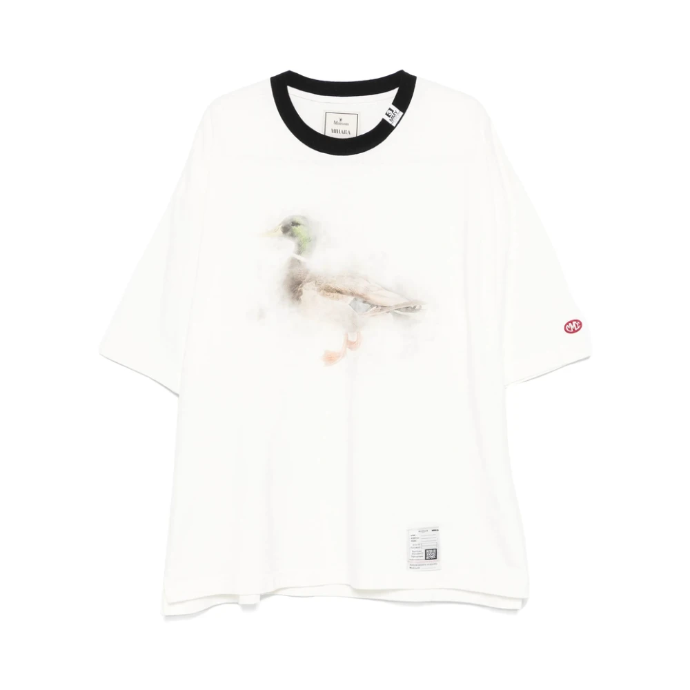 Mihara Yasuhiro Wit Logo Print Crew Neck T-shirt White Heren