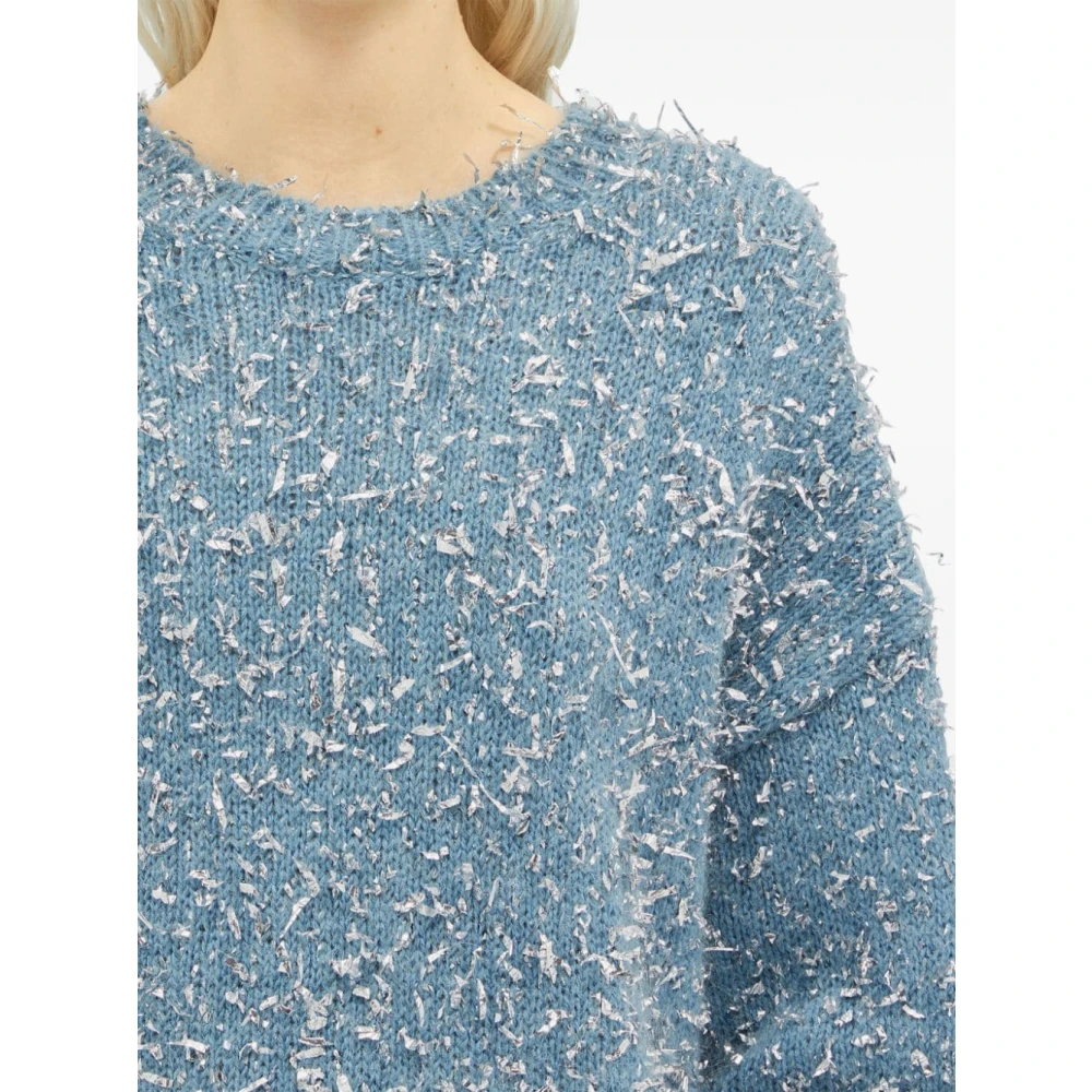 Msgm Blauwe Katoenen Trui met Raffeldetails Blue Dames