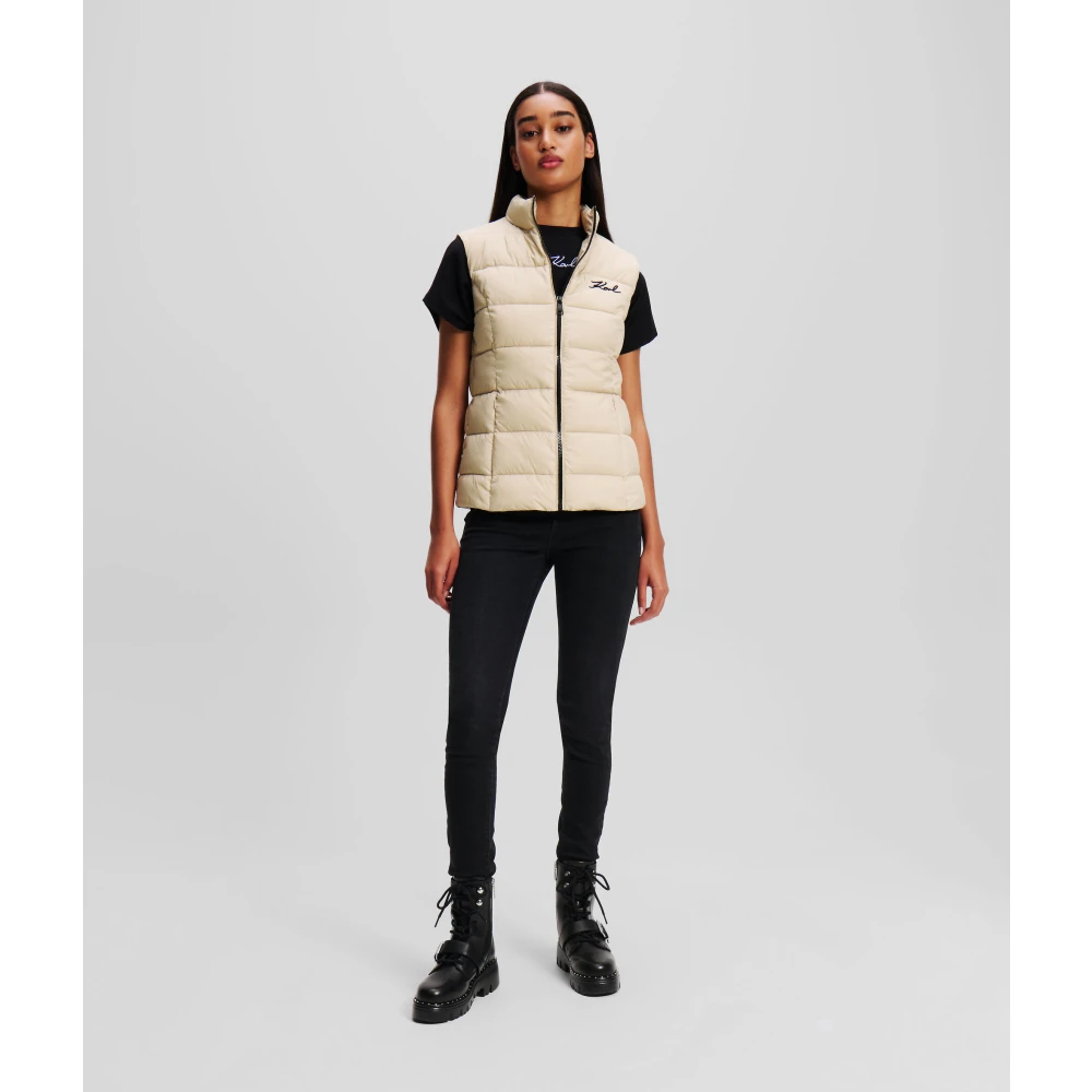 Karl Lagerfeld Gewatteerd vest met contrasterende accenten Beige Dames