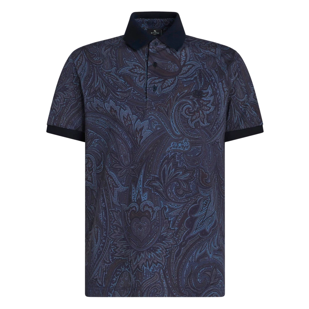 ETRO Blauwe Paisley Polo Shirt Blue Heren