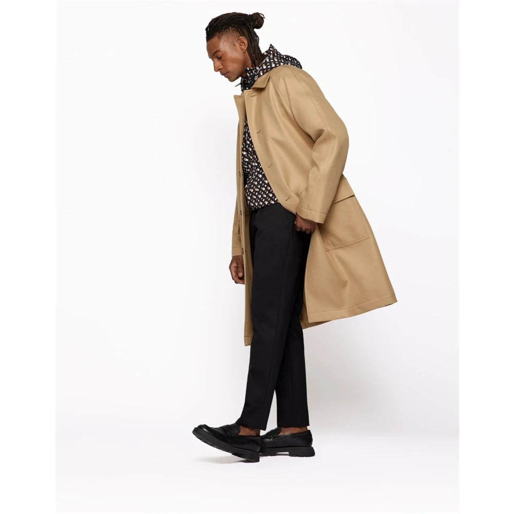 Hugo Boss Beige Katoenen Patch Coat Knoopsluiting Beige Heren