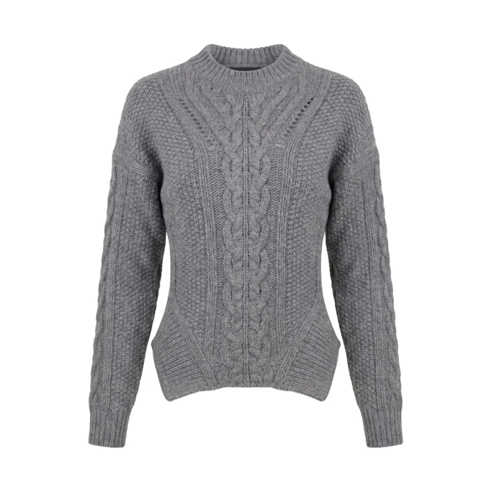 Dondup , Round-Neck Knitwear, Female, Gray, L, Round-Neck Knitwear