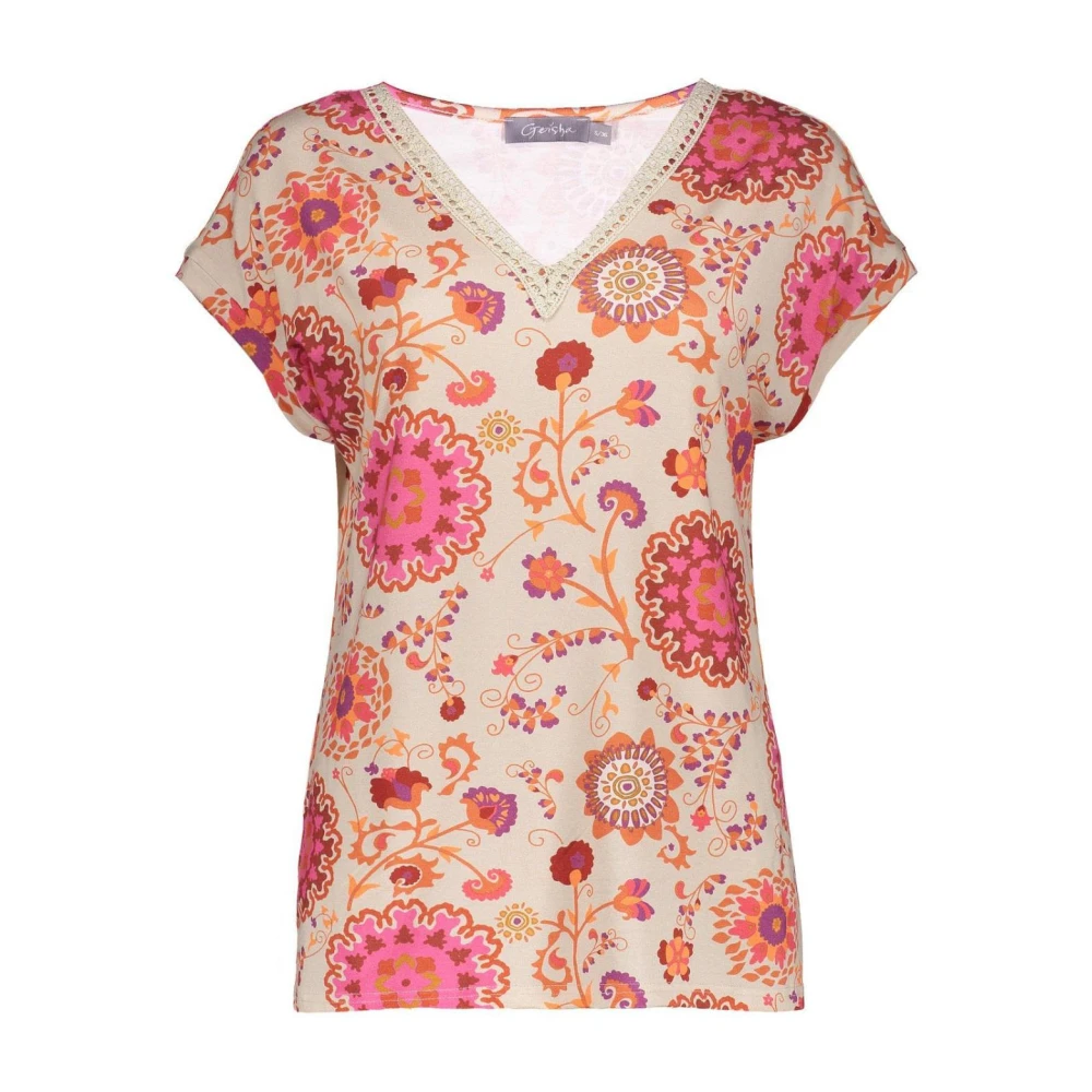 Geisha Top in Sand Fuchsia Brown Multicolor Dames