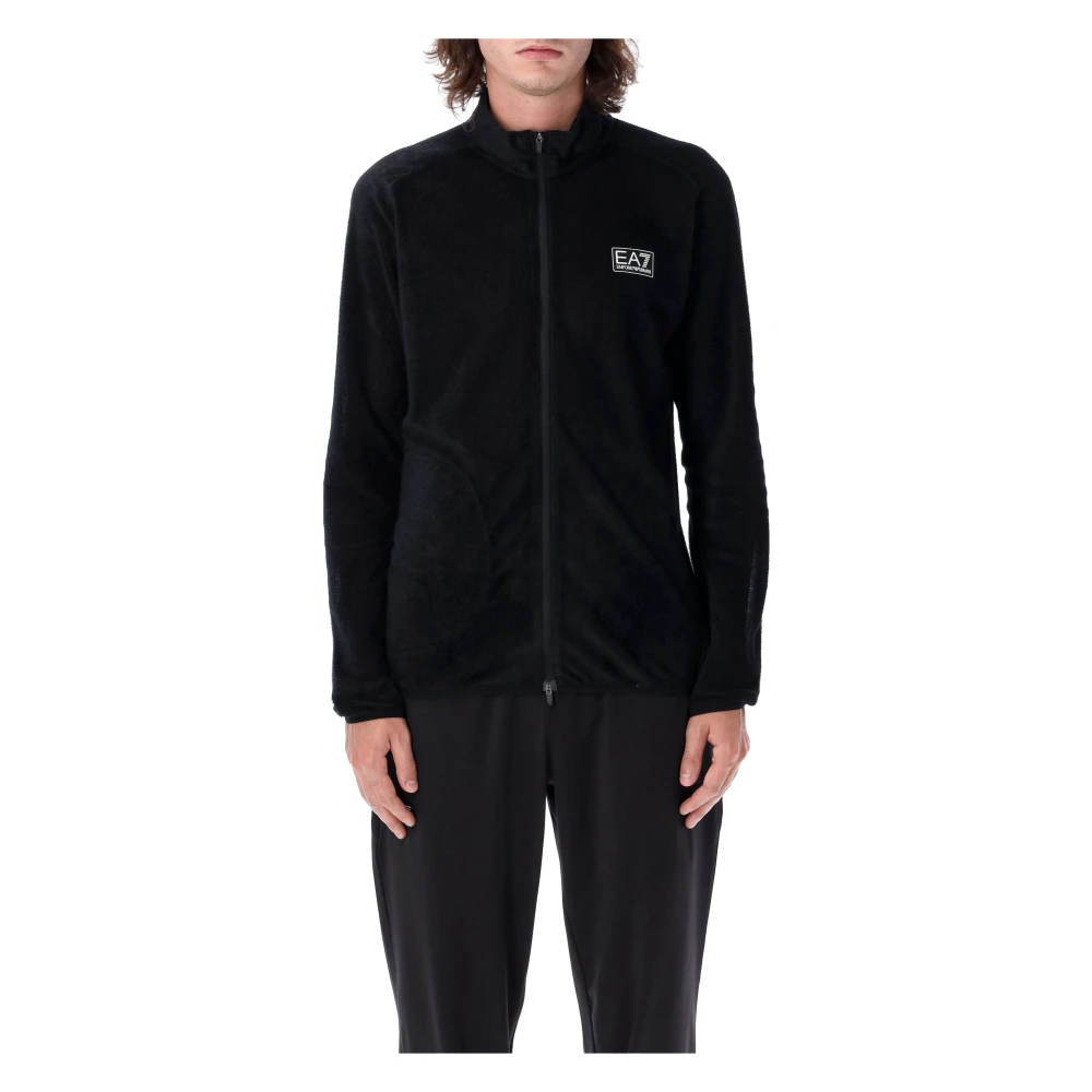 Emporio Armani EA7 Zwarte Zip-Up Jas Ventus7 Stof Black Heren