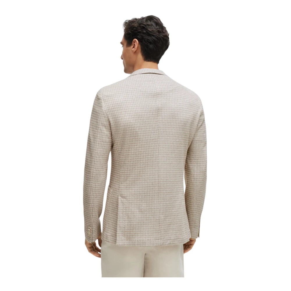 Hugo Boss Moderne Slim Fit Jas in Gestreepte Jersey Beige Heren