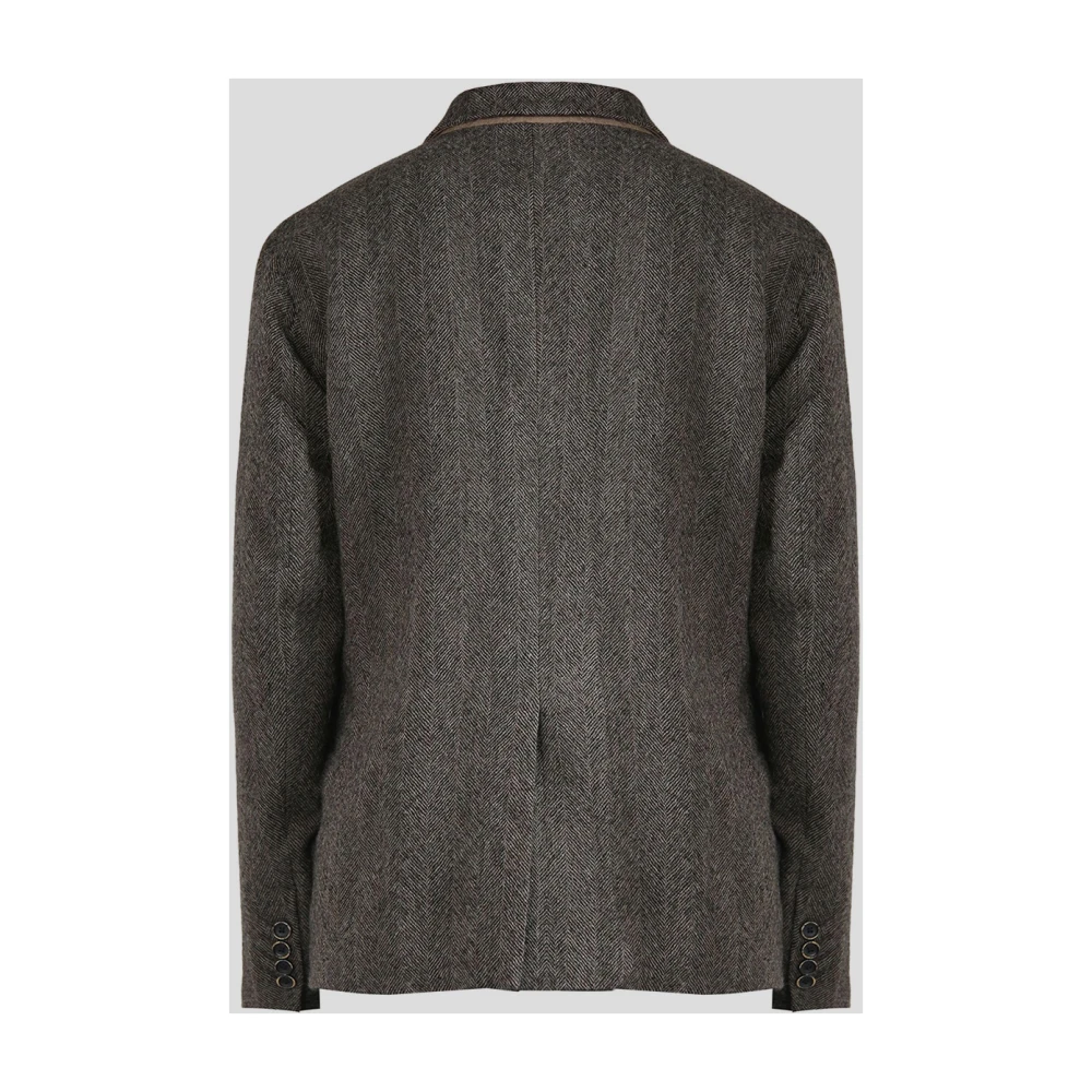 UMA Wang Wollen jas met krantenprint Gray Heren