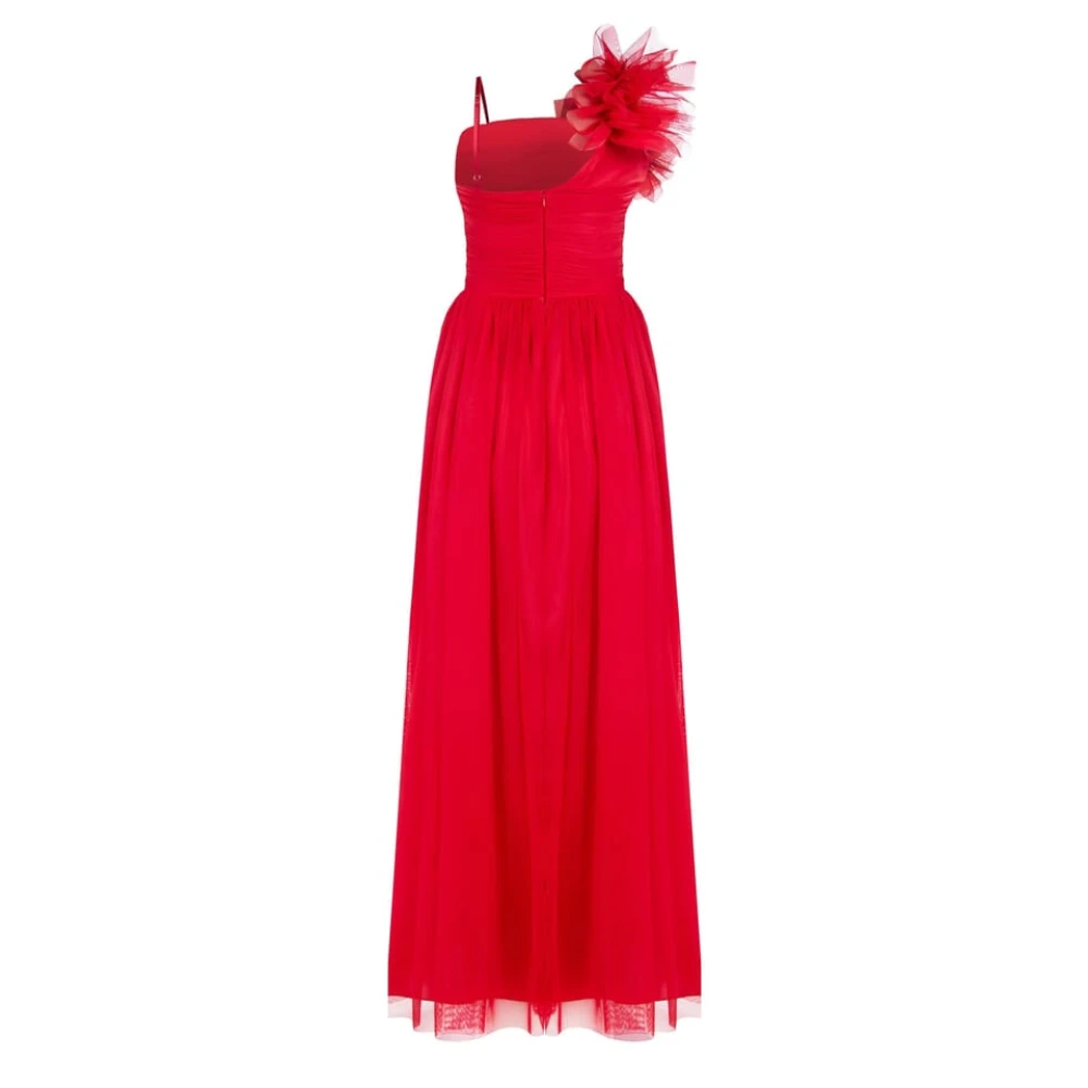 RINASCIMENTO Maxi jurk met ruches op schouderband Red Dames