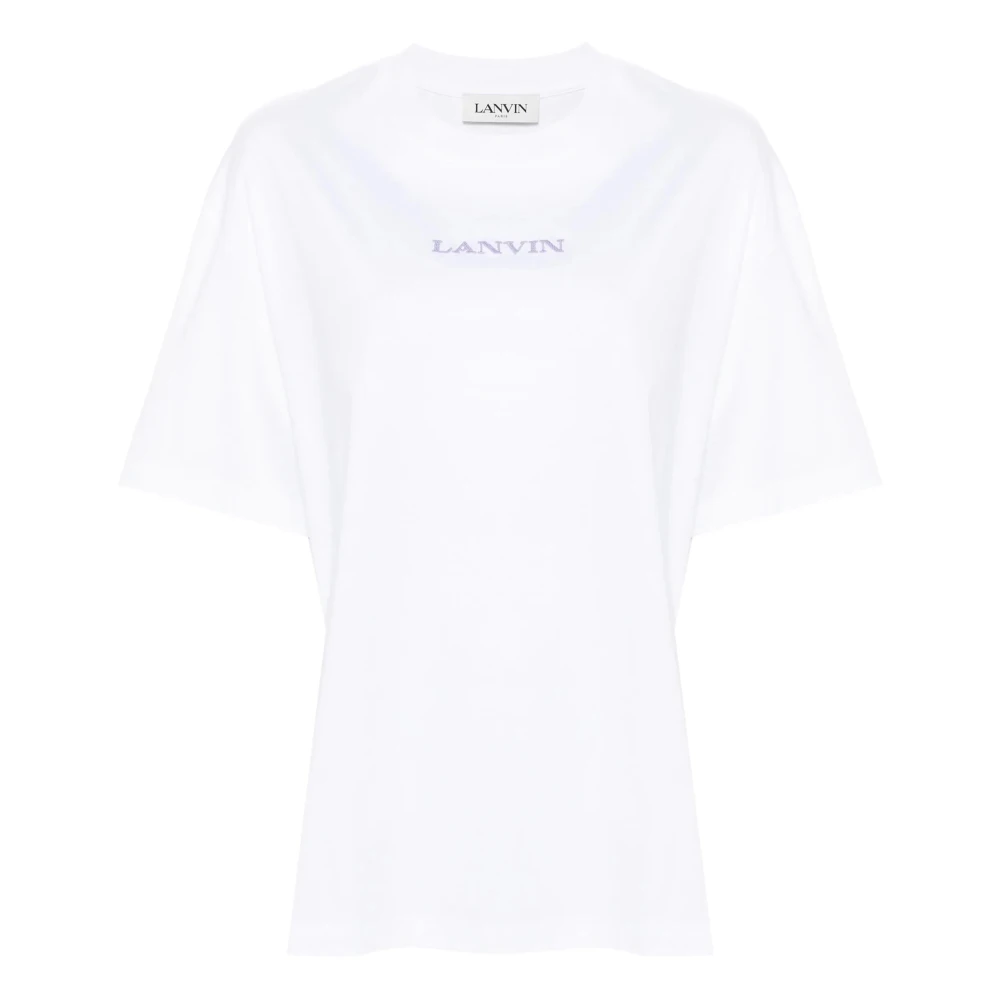 Lanvin Broderad Vit T-shirt White, Dam