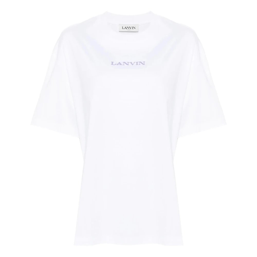 Lanvin Geborduurd Wit T-shirt White Dames