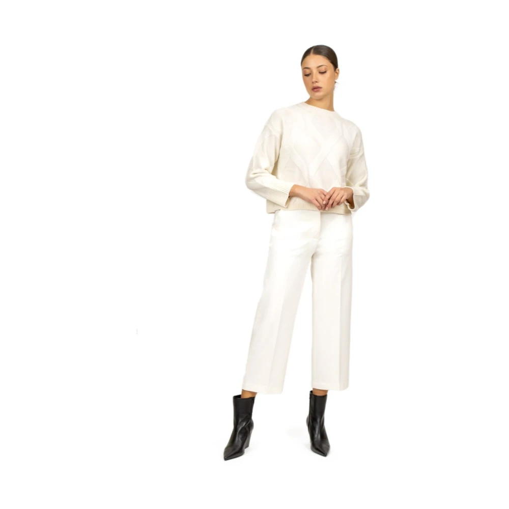 Liviana Conti Witte Wol Crop Trui White Dames