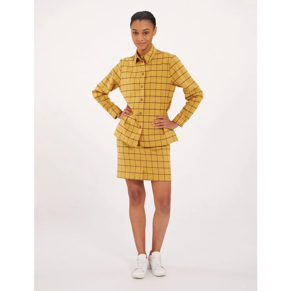 Ines De La Fressange Paris Oker Geruit Wol Overhemd Yellow Dames