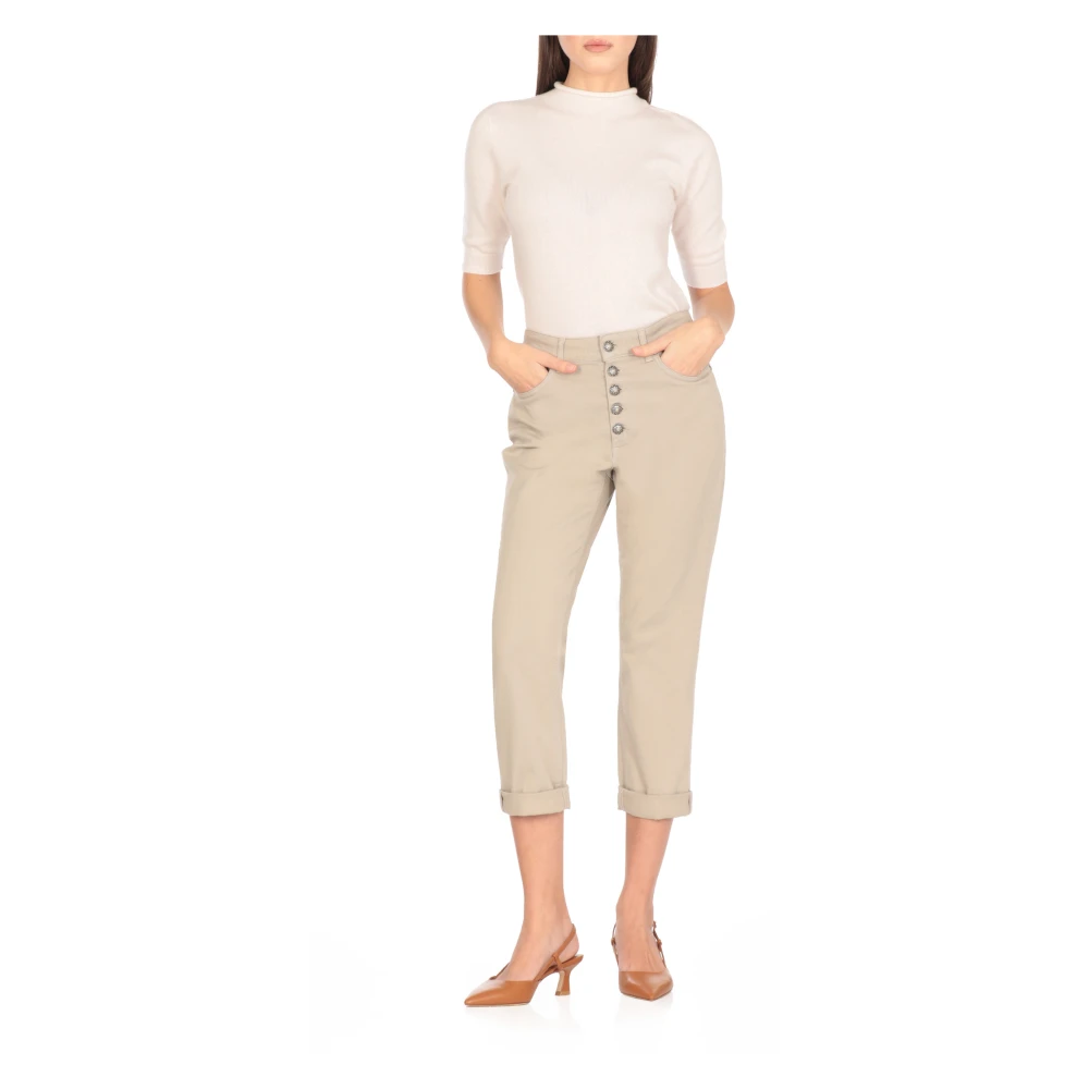 Dondup Beige Katoenen Jeans met Juweelknopen Beige Dames