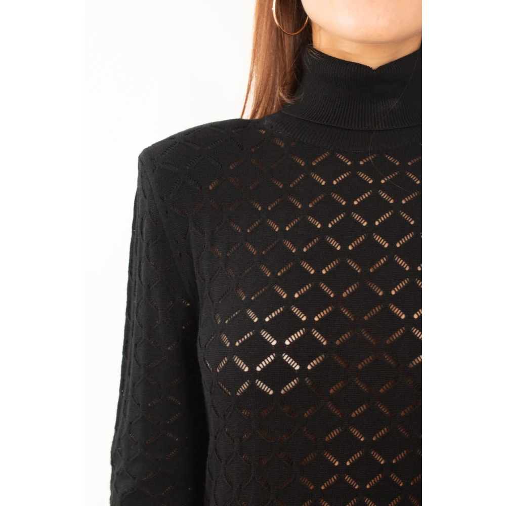 Babylon Multicolor High-Neck Gebreide Jurk Black Dames