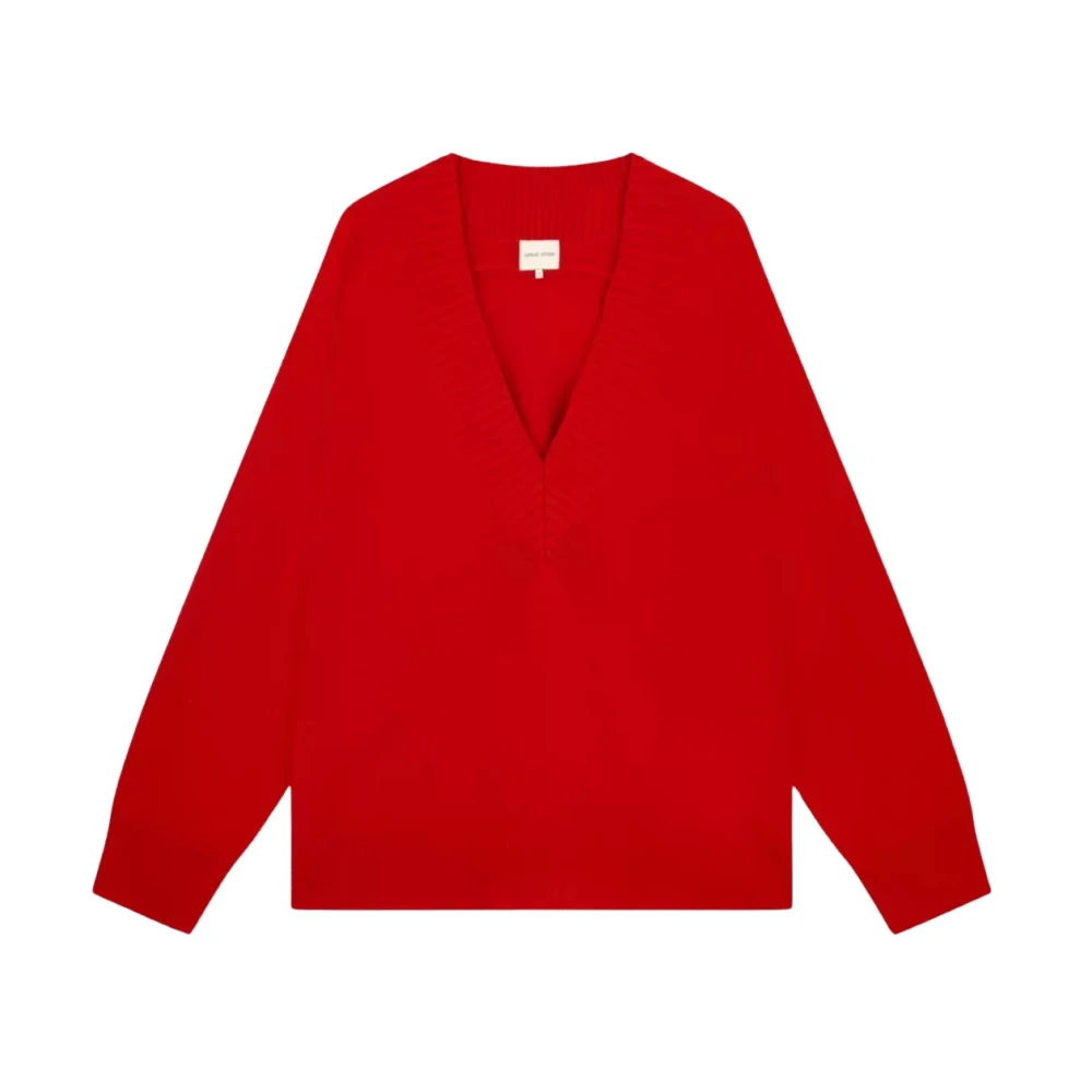 Loulou Studio Women's Red Deep V-Neck Cashmere Sweater