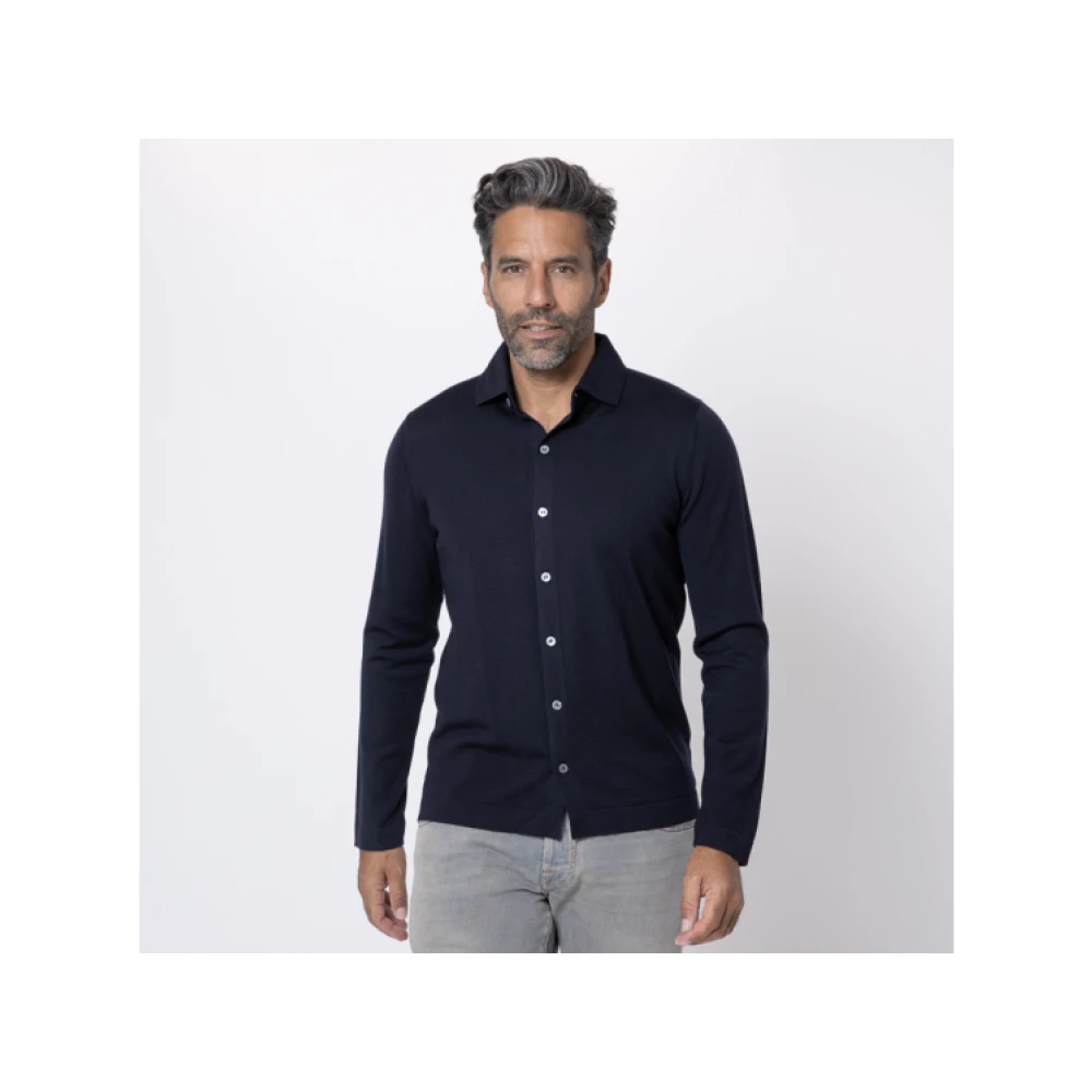 Gran Sasso Navy Blue Lange Mouwen Shirt Blue Heren