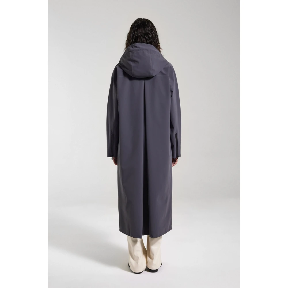 Stutterheim Mat Lang Regenjas met Aqua Guard Rits Blue Dames