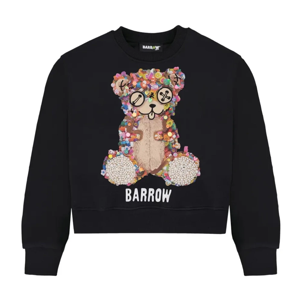 Barrow Black Felpa Con Stampa Girocollo Profili A Coste - Unisex - Kids Sweatshirts - 10 Y - Kids