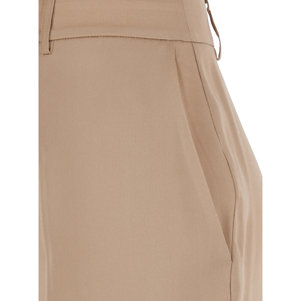 Semicouture Beige Satijnen Afwerking Zijden Broek Beige Dames