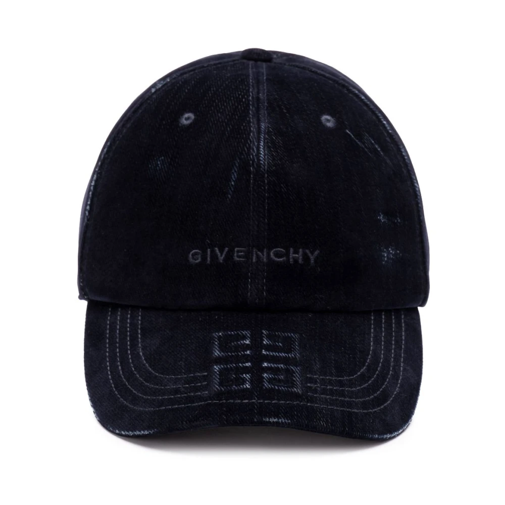 Givenchy Blauw Geborduurd Logo Gebogen Top Hoed Blue Heren