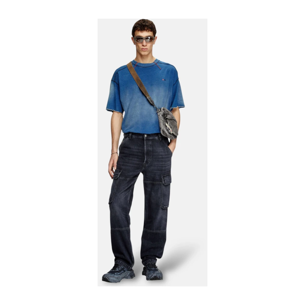 Diesel Zwarte Cargo Utility Denim Broek Black Heren