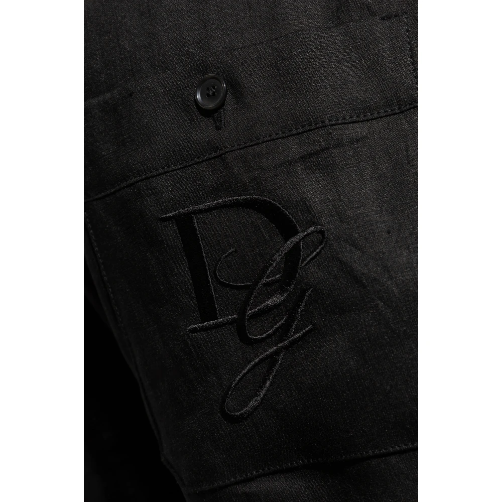 Dolce & Gabbana Linnen shorts Black Heren