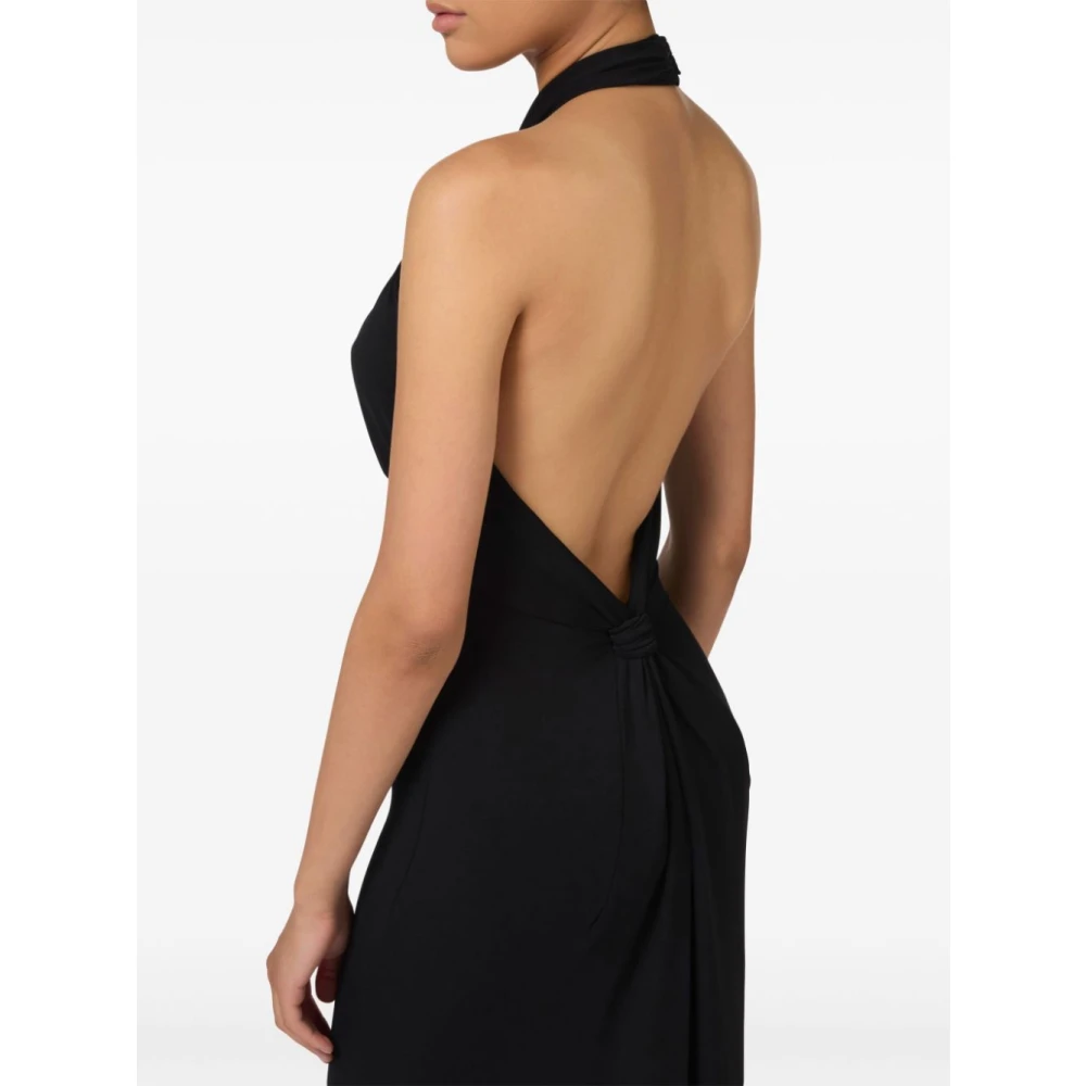 Elisabetta Franchi Zwarte rode loper jurk met uitlopende rok Black Dames