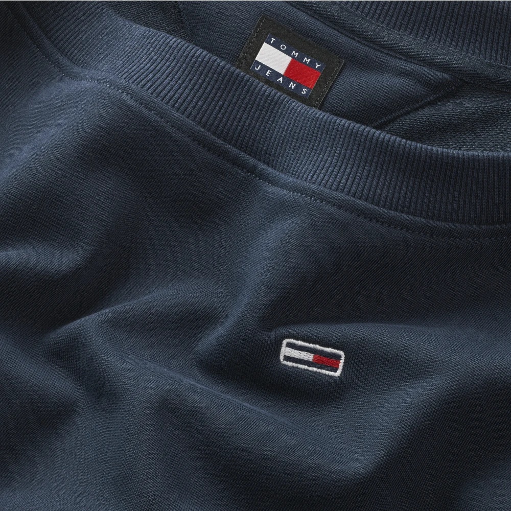 Tommy Jeans Blauwe Crop Sweater Boothals Ballonmouwen Blue Dames