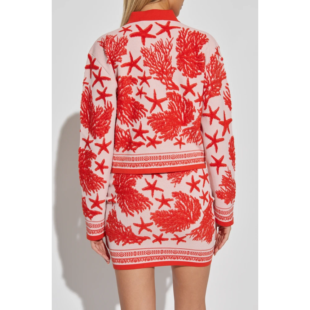 Versace Cardigan met 'Barocco Sea' patroon Red Dames