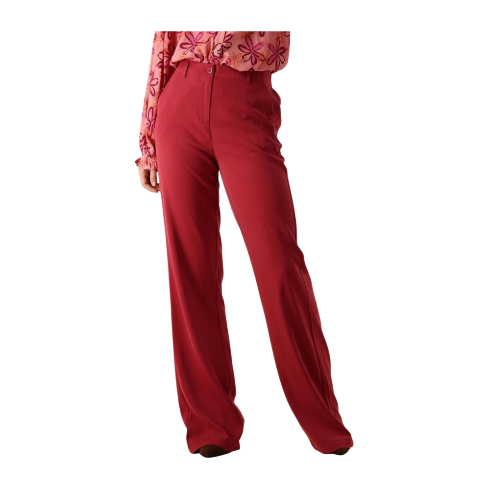 Ydence high waist wide leg pantalon Solange Tall donkerrood