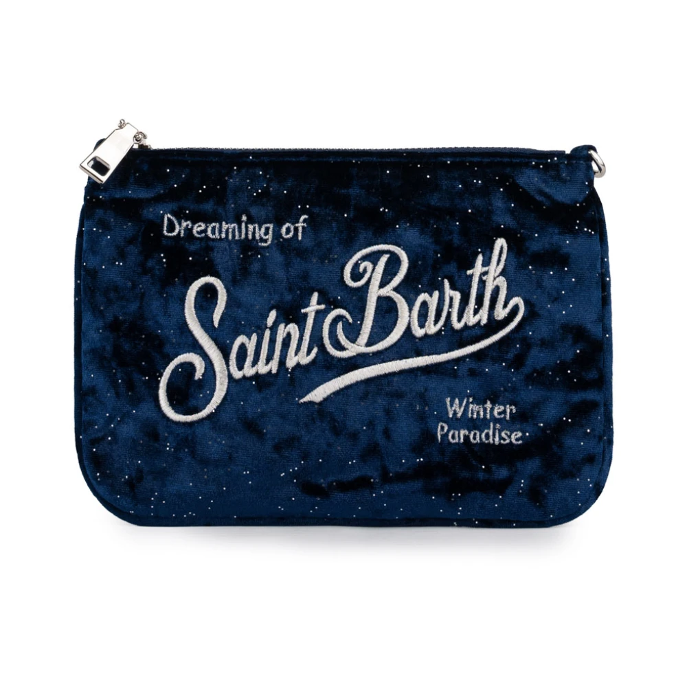 MC2 Saint Barth Blauwe Velvet Clutch met Strass Blue Dames