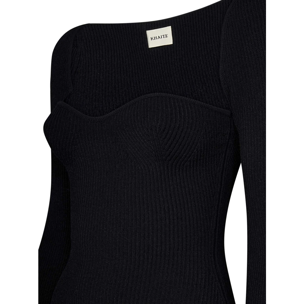 Khaite Zwarte Midi Jurk Aw24 Black Dames