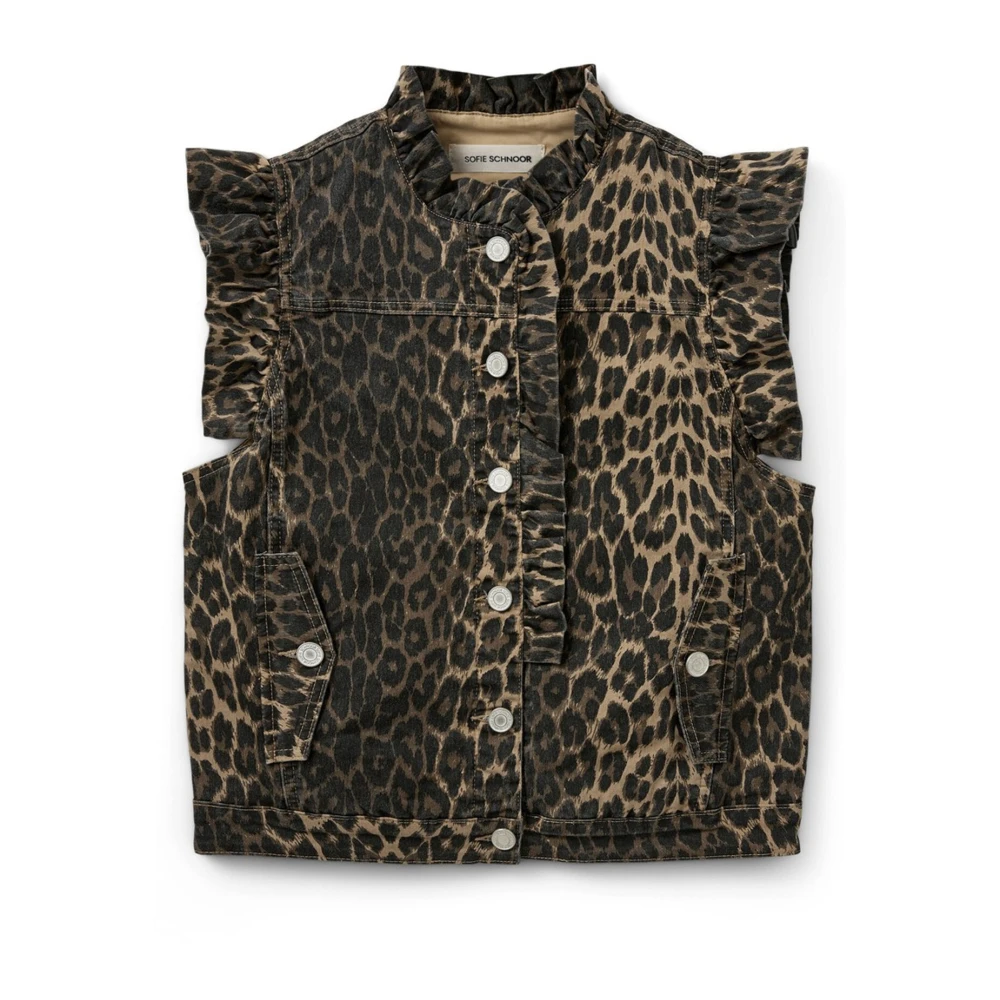 Sofie Schnoor Luipaardprint Vest met Ruches Brown Dames
