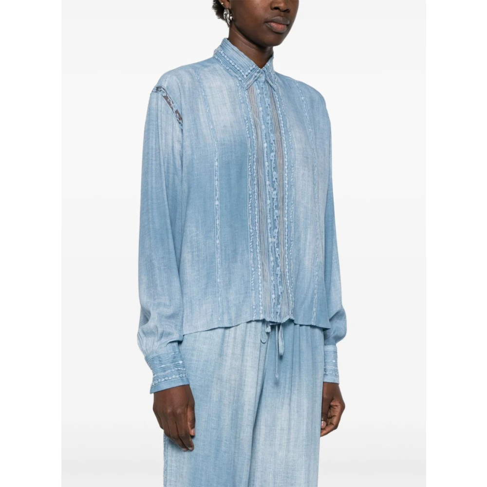 Ermanno Scervino Celeste Dames Overhemden Blue Dames