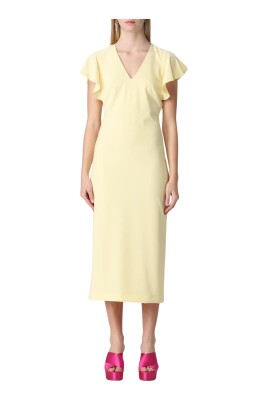 yellow-sheath-dress-with-flutter-sleeves
