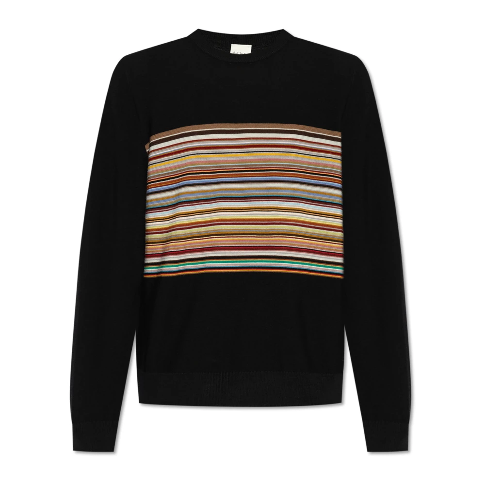 Paul Smith Men's Black Wool Jumper With Crew Neck - Round-Neck Knitwear - M - Knitwear