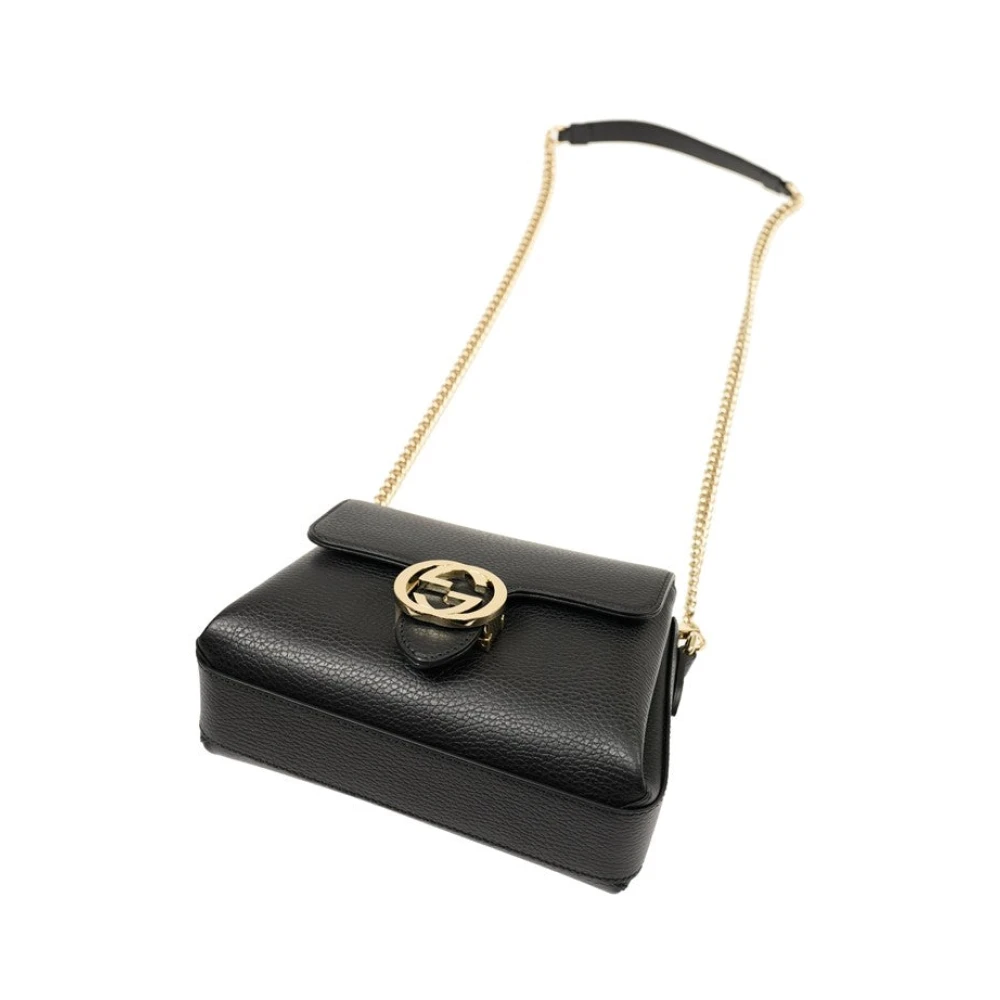 Gucci Zwarte handtas voor vrouwen Logo Leer Dollar Calf Mod. 607720 Cao0G 1000 Black Dames
