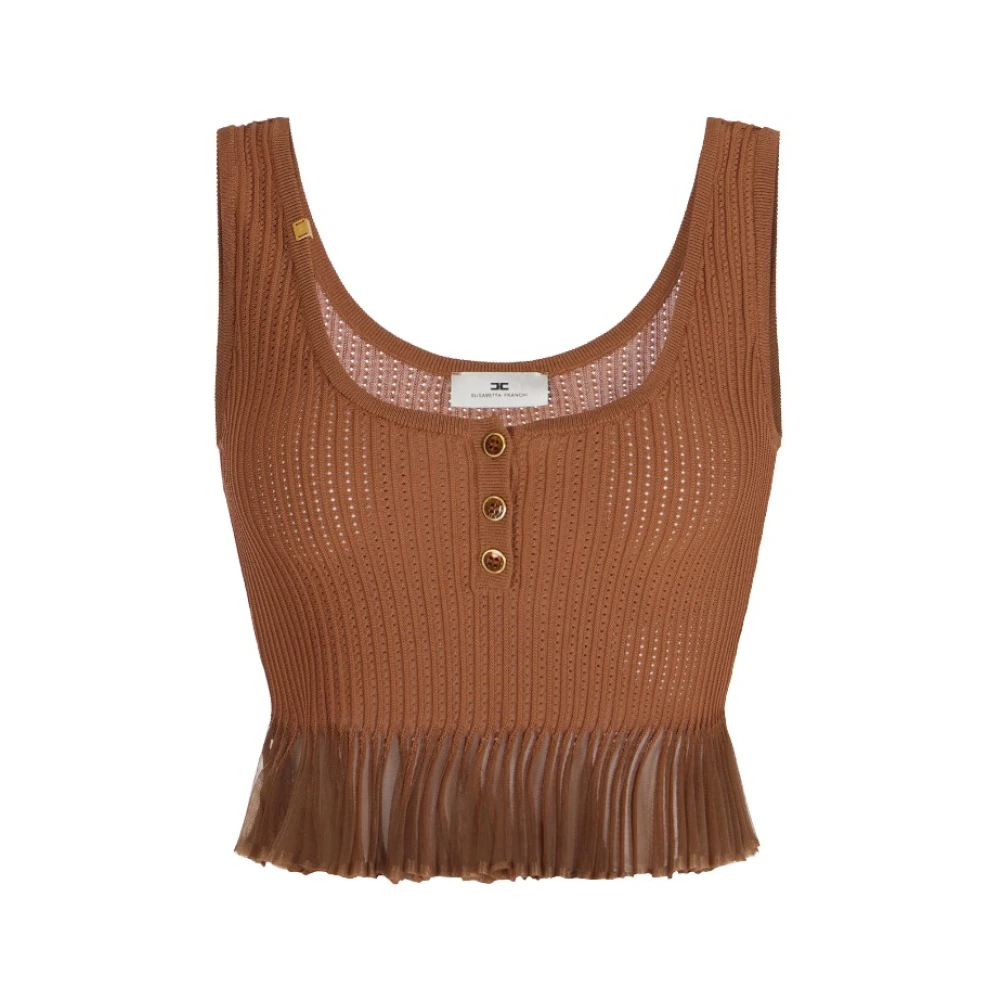 Elisabetta Franchi Women's Brown Sleeveless Top - Sleeveless Tops - S - Tops