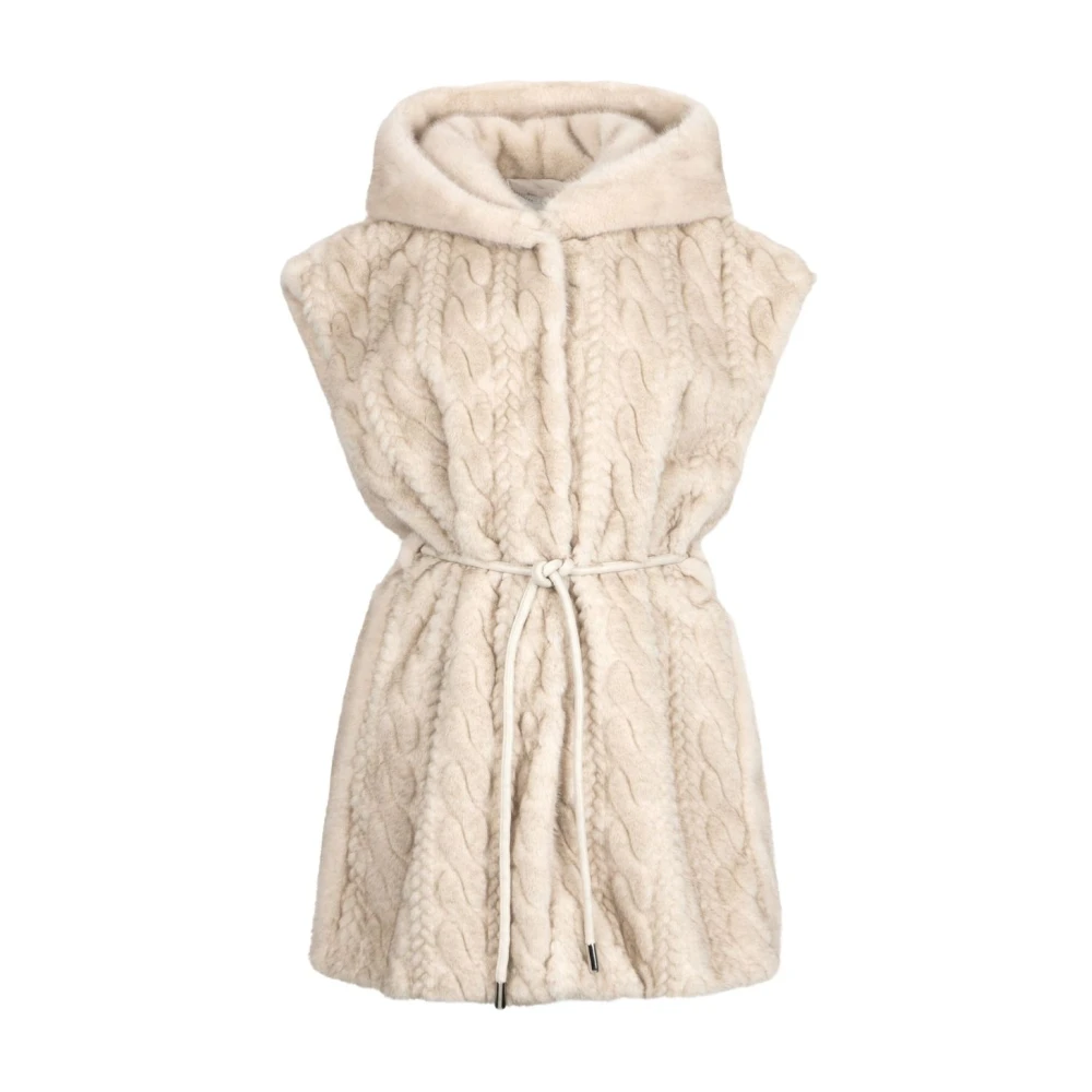 Liu Jo Women's Beige Waistcoats, S, Vest With Hood