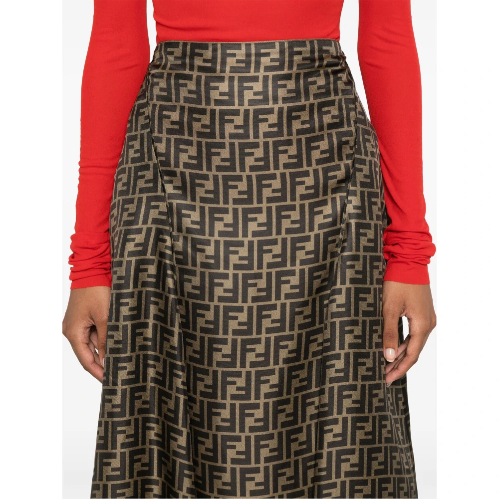 Fendi Fango en Tabak Rok Brown Dames