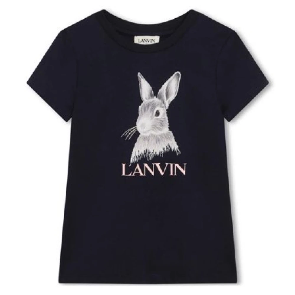 Lanvin Barn Logo Print T-Shirt Navy Blue, Flicka